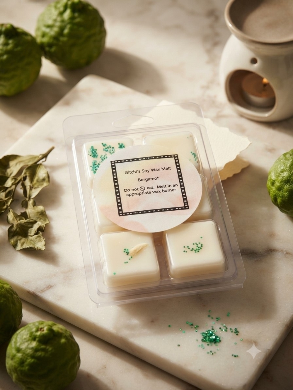 Bergamot Soy Wax Melts – White